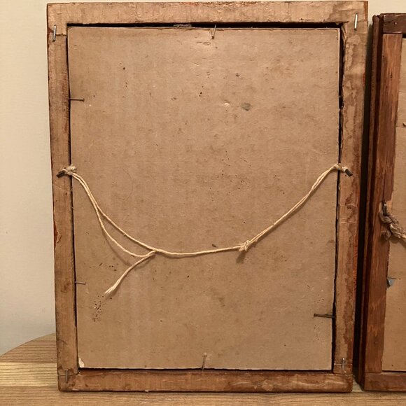 Tramp Art Works Antique Carved Wood Chip Frame 1930s Adelaide Hiebel Bluebird - Picture 9 of 10